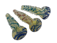 Medium Fumed Fluted Glass Hand Pipe with Line w